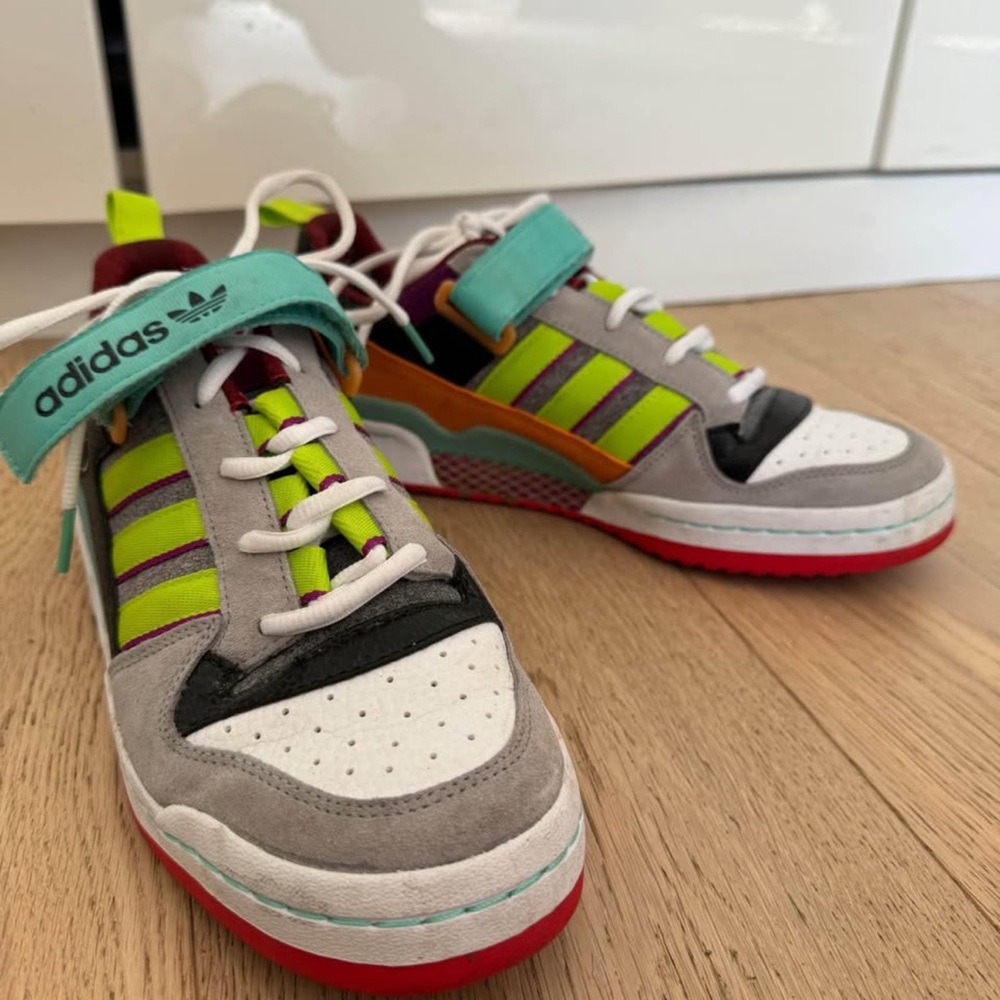 Adidas Green and Gray Sneakers with Retro Design